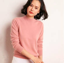 Solid color half high collar cashmere sweater 100% wool women's Pullover new  bottoming sweater 100% cashmere sweater JN933 2024 - buy cheap