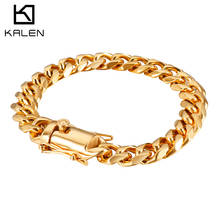 Kalen High Quality Stainless Steel 11mm Wide Men's Bracelet Cuban Chain Heavy Chain Hip Hop Jewelry 2024 - buy cheap