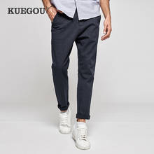 KUEGOU 2022 Spring Cotton Solid Khaki Casual Pants Men Long Classic Pockets For Male Wear Work Brand Straight Trousers 9794 2024 - buy cheap