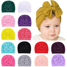 Bebe Girl Bonnet Solid Bow Warm Hat for Newborn Baby Headgear Infant Bebe Soft Cotten Cap Tire Kids Hedging Hats Big Bows Turban 2024 - buy cheap