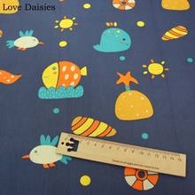 100% Cotton Twill Cartoon Cute Dark Gray Birds Whale Sune Fish Tissue Fabrics for Kids Bedding Sheet Cushion Clothes Decor 2024 - buy cheap