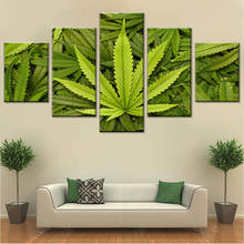 Modular Pictures 5 panels canvas Green Leaf weed pot painting on Wall Art Picture Home Decoration Pictures for living room 2024 - buy cheap