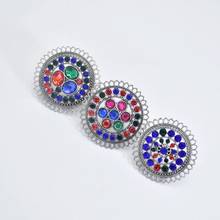 Bohemian Vintage Silver-color Alloy Enamel Rhinestone Finger Rings for Women Adjustable India Party Indian Gypsy Bohemia Jewelry 2024 - buy cheap