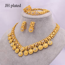 Conjuntos de joyas de oro africano para mujer, regalos de boda de Dubái, collar de fiesta nupcial, pulsera, pendientes, conjunto de anillos, joyería 2024 - compra barato
