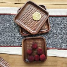 Black Walnut Wooden Snack Bowl Square Fruits Sushi Serving Plate For Cookouts, Holidays Dessert Serving Home Kitchen Decoration 2024 - buy cheap