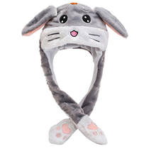 Animals Ear Moving Jumping Hats Children Warm Plush Rabbit Winter Caps Kids Cute Bunny Fuzzy Pinching Funny Hats 2024 - buy cheap