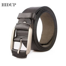 HIDUP New Design 100% Cowhide Black Cow Skin Leather Belts Cover Pin Buckle Metal Belt for Men Clothing Accessories 38mm NWJ840 2024 - buy cheap