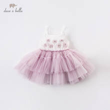 DB13477-vestido de malla floral para niña, vestido de fiesta de moda para niño, ropa infantil de lolita 2024 - compra barato