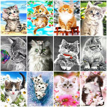 AZQSD 5D Diamond Painting Cat Full Square Drilling Decor For Home DIY Diamond Embroidery Mosaic Animal Handmade Gift Full Kits 2024 - buy cheap