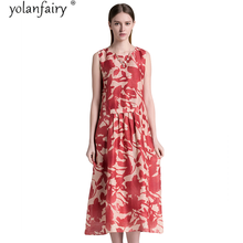 Высококачественная TF карта с фактическим шелковое платье женщина лето 2021 элегантный цветочный длинные платья для женщин вечерние белье богемное платье Vestido De Mujer; Большие размеры 2024 - купить недорого