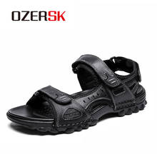 OZERSK-Sandalias clásicas de cuero suave para hombre, chanclas cómodas de verano, zapatos de playa, zapatillas de exterior 2024 - compra barato