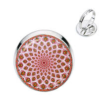 Charme mandala arte imagem anéis henna yoga om símbolo zen budismo vidro cabochão cúpula ajustável anéis para meninas presente 2024 - compre barato