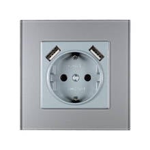 Enchufe de pared doble puerto USB de, 5V, 2A, acrílico, calidad, FGGY3-01, gris, 2019 2024 - compra barato