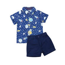 Модная детская одежда для маленьких мальчиков, костюмы джентльменов, футболки с принтом, однотонные шорты, летняя детская хлопковая одежда для мальчиков, одежда для вечеринки 2024 - купить недорого
