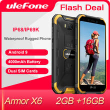 Ulefone-teléfono inteligente Armor X6 resistente al agua IP68, 2GB + 16GB, Android 9,0, 4000mAh, identificación facial, 8MP, 3G, para exteriores 2024 - compra barato