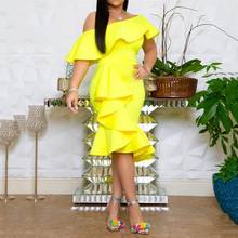 Vestido de fiesta de estilo africano para mujer, vestido Midi Sexy con volantes, hombros descubiertos, color verde, elegante, 2021 2024 - compra barato