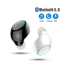 Мини беспроводного Bluetooth (голубой зуб) 5,0 наушники в ухо Беспроводные спортивные наушники с микрофоном гарнитура наушники-пуговки для всех телефонов для Samsung Huawei наушники 2024 - купить недорого