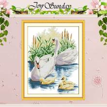 Swan Family Pattern Counted Cross Stitch 11CT 14CT Cross Stitch Set Wholesale Animals Cross-stitch Kits Embroidery Needlework 2024 - buy cheap