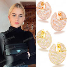 GODKI Jimbora DUBAI African Ukraine Luxury Round Earrings for Bridal Wedding Engagement Full Shiny CZ Noble Earrings 2020 New 2024 - buy cheap