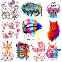 Sex Lips Heat Transfer For Clothing Iron On Colorful Animals Lion Unicorn Vinyl Transfers For Clothes Stickers For DIY T-shirt 2024 - buy cheap