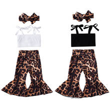 0-24M Newborn Baby Girls Clothes Sets 3pcs Strapless Belt Vest Tops Leopard Print Flare Pants Headband 2024 - buy cheap