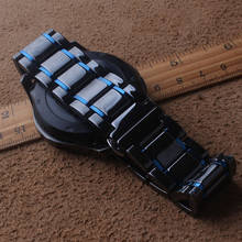 Ceramic Watchband Bracelets Straps Black with Blue 20MM 21MM 22MM 23MM 24mm men's Watch Accessories Fashion Polished Deployments 2024 - buy cheap