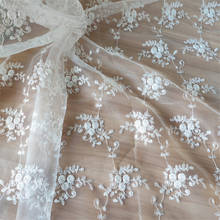 Шикарная фиолетовая одежда сетчатая с вышивкой цветы ткань тюль Fbric для DIY швейная занавеска свадебное платье вуаль скатерть ткань 2 ярдов 2024 - купить недорого