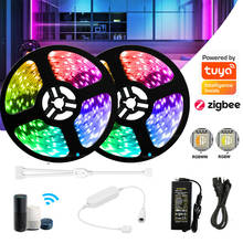 5m 10m TUYA Zigbee 4in1 RGB+W RGB+WW Led Strip 5050 Dimmable Light+Controller+12V Power KIT Echo Plus Google Home Voice Control 2024 - buy cheap