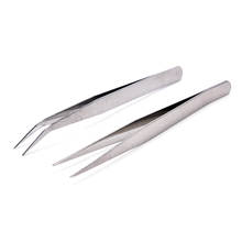 new Straight head Tweezer + Elbow head Tweezer 9.5cm Stainless Steel Industrial Anti-static Tweezers watchmaker Repair 2pcs 2024 - buy cheap