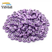 7*4mm Purple Mixed Heart Flower Star Moon Acrylic Beads Round Flat Spacer Loose Beads For Jewelry Making Findings Diy Bracelet 2024 - buy cheap