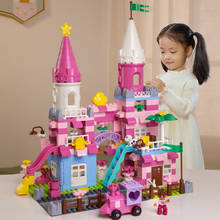 Castillo de princesa rosa para niñas, bloques de construcción grandes, piezas deslizantes compatibles, juguetes para niños, regalo de Navidad 2024 - compra barato