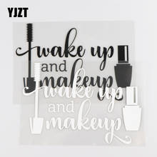 YJZT 16 × 10,7 см Виниловая наклейка для автомобиля «Пробуждение и макияж», креативная забавная наклейка черного/серебряного цвета 4C-0452 2024 - купить недорого