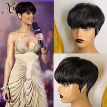 Straight Natural Black Short Pixie Cut Wigs Remy Brazilian Human Hair Wig Full Machine Made Wigs With Baby Hair For Black Women 2024 - buy cheap