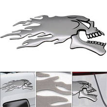 Adesivo de decoração para carro e motocicleta 2 tamanhos 3d, prata, cromado, crânio fantasma, automóvel, estilo 2024 - compre barato