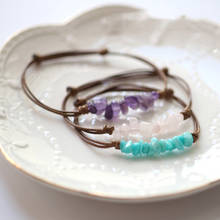 Браслеты Momiji с кристаллами для женщин, браслеты из натурального камня, браслеты с чакрами, браслет с аметистом ручной работы, регулируемая цепочка из вощеной проволоки 2024 - купить недорого