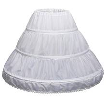 Criança flor meninas longo petticoat cordão cintura babados plissado aparar 3 aros crianças princesa crinoline tutu underskirt 2024 - compre barato