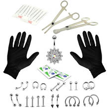 8pcs-41pcs Tongue Eyebrow Nose Belly Button Body Jewelry Piercing Rings Clamp Gloves Needles Tool Kit Ear Plug Prong Studs Hot 2024 - buy cheap