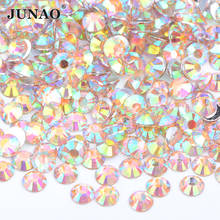 Junao atacado granel 2 3 4 5 6mm luz pêssego ab redondo strass de cristal flatback decoração da arte do prego pedras não quente fix strass 2024 - compre barato