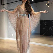 Luxo beading vestidos de baile 2020 moda robe de soiree com decote em v turquia árabe longo noite vestidos festa plus size formal vestido 2024 - compre barato