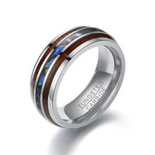Мужское титановое кольцо 8 мм паз Гавайская древесина и Абалон оболочки карбида вольфрама обручальное кольцо 2024 - купить недорого