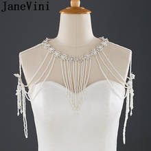 JaneVini Luxury Pearl Crystal Bridal Choker Necklace Lace-Up Shoulder Chains Tassel Beaded Wedding Shoulder Wraps Bride Necklace 2024 - buy cheap