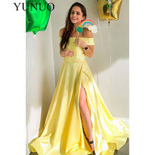 YuNuo Elegant Prom Dress A-Line Formal Party Dresses Off Shoulder Side Split Evening Gown Custom Made Vestido de noite N36 2024 - buy cheap
