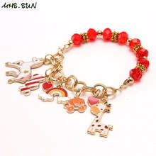 MHS.SUN Kids Charm Alloy Pendant Beads Bracelets Fashion Red Beaded Baby Bracelets Bangles For Child Girls Party Jewelry 1Pc 2024 - buy cheap