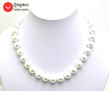 Qingmos-collar de perlas de concha de mar blanca redonda para mujer, joyería de 18 pulgadas, Gargantilla, Collar personalizado, 12mm, Nec5036 2024 - compra barato