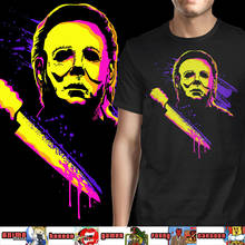 Micheal Myers Halloween Neon Classic Movie Horror Men 2020 Summer Round Neck Men'S T Shirt Summer Famous Clothing Shirt 2024 - buy cheap