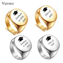 Personality Graduation Anniversary Men Rings For Gift Stainless Steel Big Customize Friendship Jewelry Ring Wholesale 2024 - buy cheap