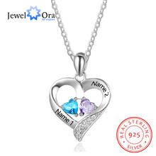 JewelOra Personalized 925 Sterling Silver Name Necklace with 2 Birthstones Custom Engraved Heart Pendant Necklace Mothers Gift 2024 - buy cheap