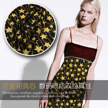 110cm wide silk fabric meter digital inkjet crepe de chine silk fabric shirt dress star printed fabric wholesale silk cloth 2024 - buy cheap