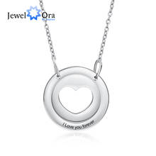 JewelOra Personalized Free Engraving Heart Circle Pendant Necklaces for Women Custom Stainless Steel Necklace Couples Gift 2024 - buy cheap