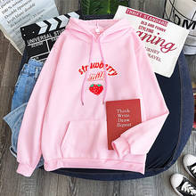 Kpop Cute Strawberry Hoodie Sweatshirt Harajuku Strawberry Milk Graphic Hooded Pullovers School Girls Tracksuit 2XL 2024 - buy cheap